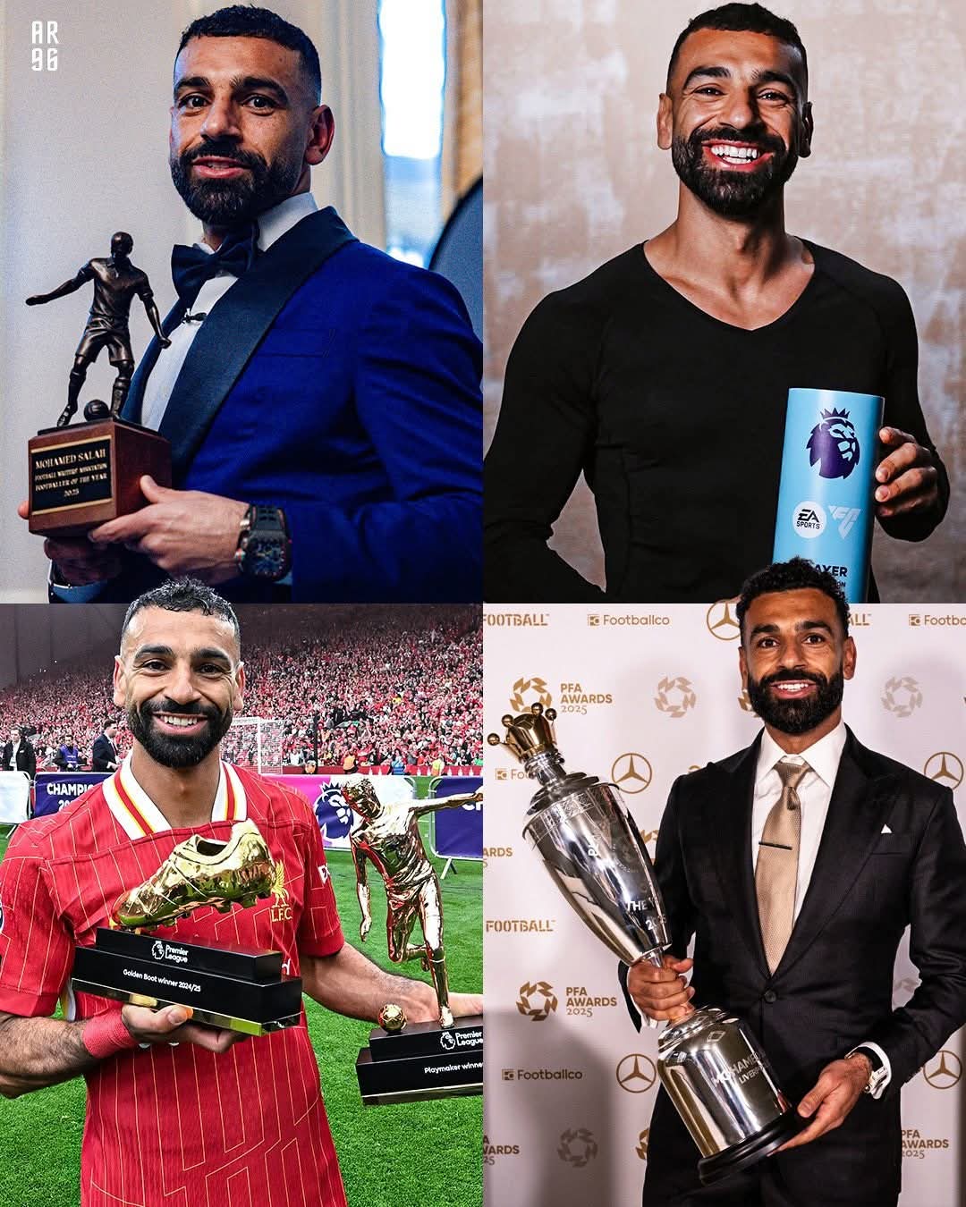 صلاح أول لاعب فى تاريخ الدوري الانجليزي يفوز بجميع الجوائز خلال موسم واحد