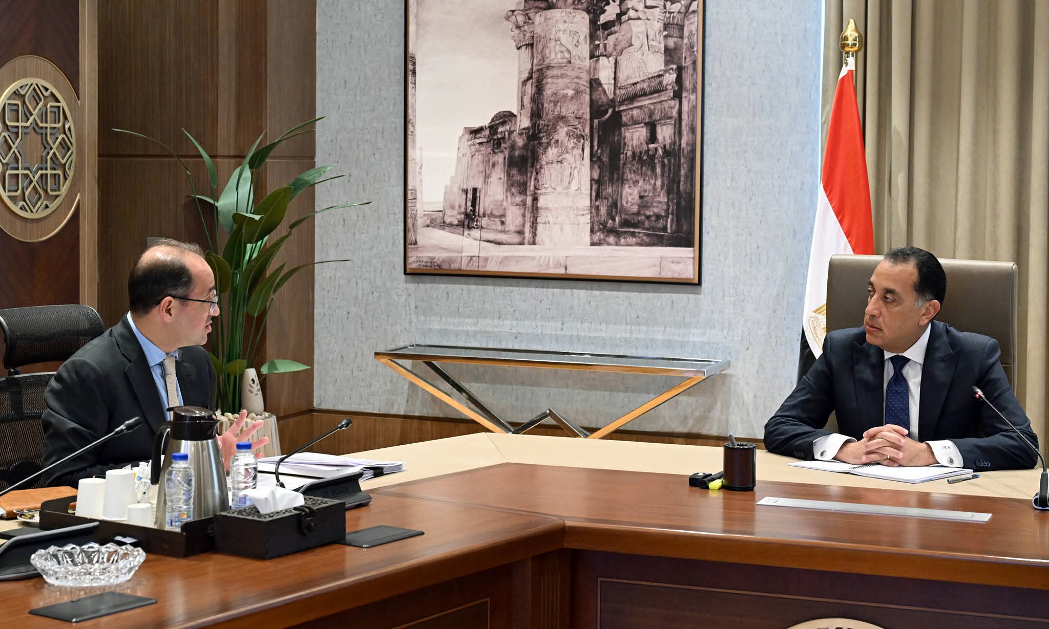 مدبولي يتابع مع وزير المالية مراجعة صندوق النقد الدولي